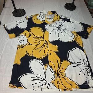 Cactus Man -Men's Floral Button Down Shirt - Yellow, White, and Black. PPCP
